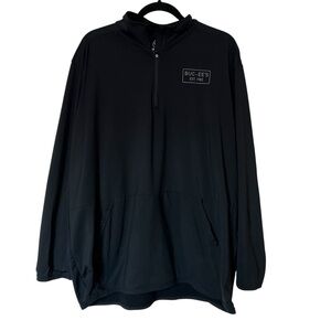 BUC-EES 1/4 Zip Pullover Light Fleece Lined Sweatshirt Jacket-Black-2XL